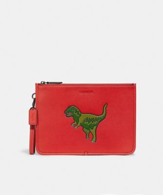 COACH☆新品】チャーター ポーチ・レキシー！レッド！恐竜！レザー！